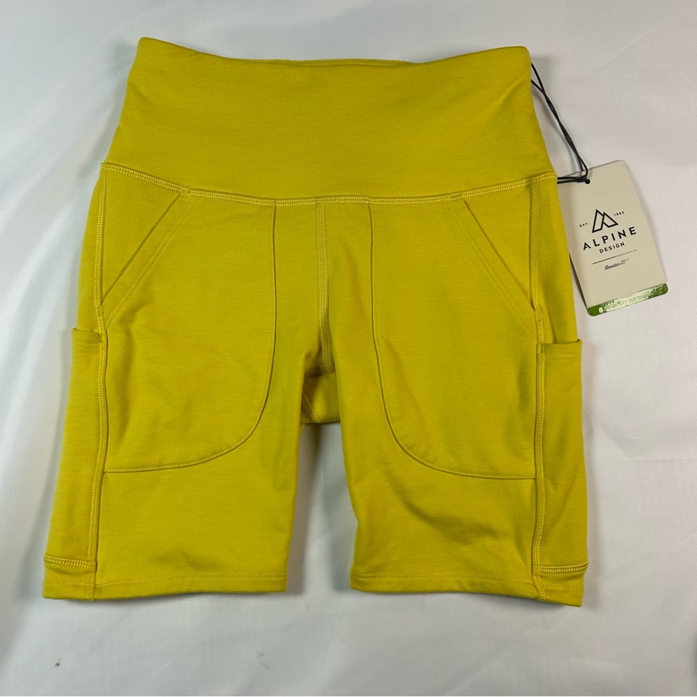 NWT Alpine Design Bike Shorts Sulfur Sun Gym Yoga Hiking Running Womens Size XS